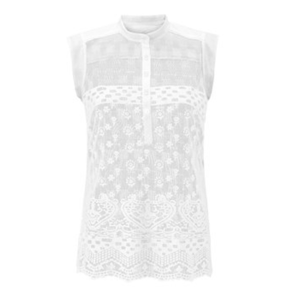 NWT  CAbi Prudence Lace White Top